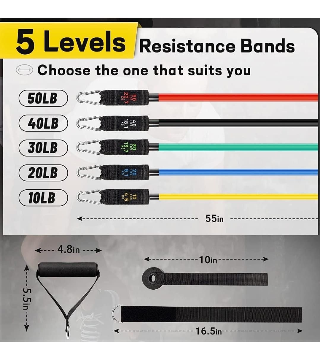 Resistance Band Set for GYM & Home Workout